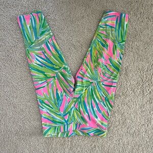 Lilly Pulitzer Pink and Green Leaf Print Leggings